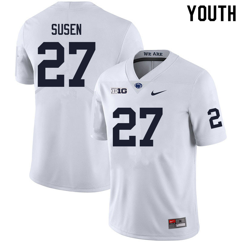 Youth #27 Ethan Susen Penn State Nittany Lions College Football Jerseys Sale-White - Click Image to Close
